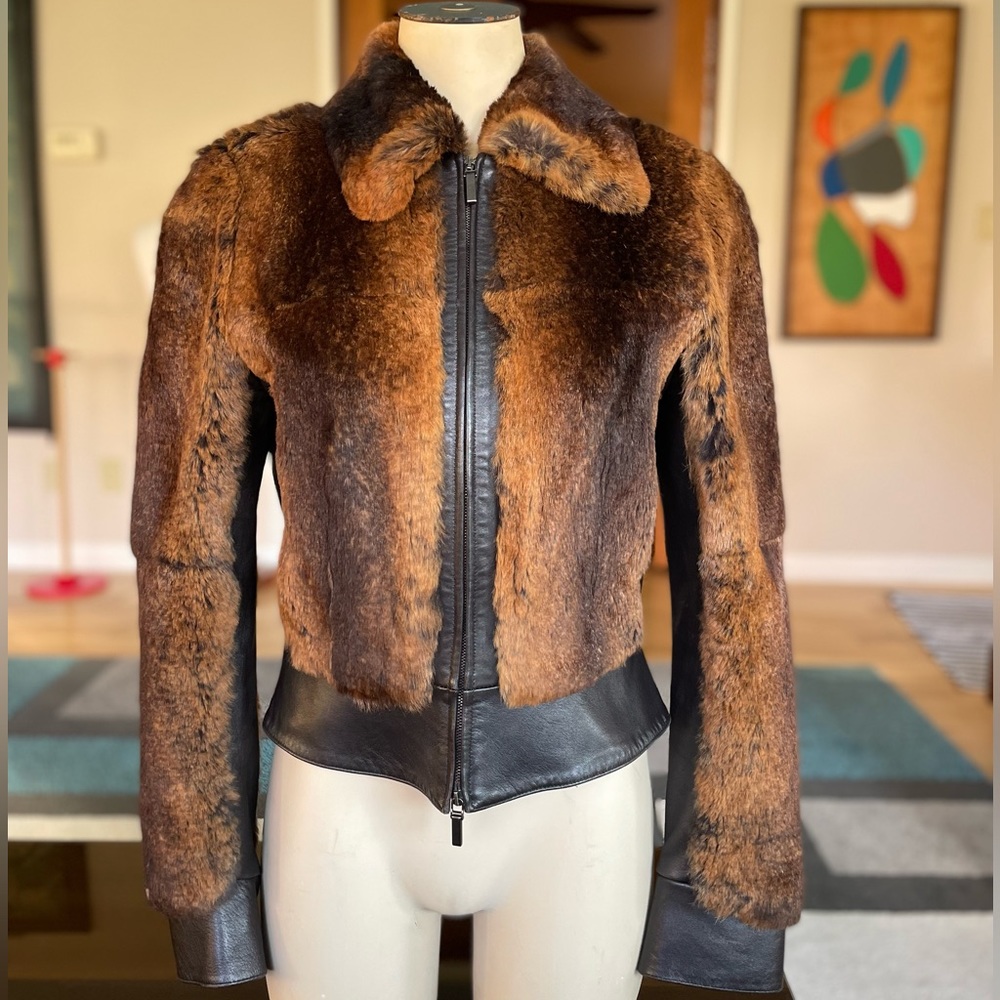 ARMANI Collezioni Leather & Fur Jacket, SMALL, Fitted, Like New, GORGEOUS 💰 - Picture 14 of 14